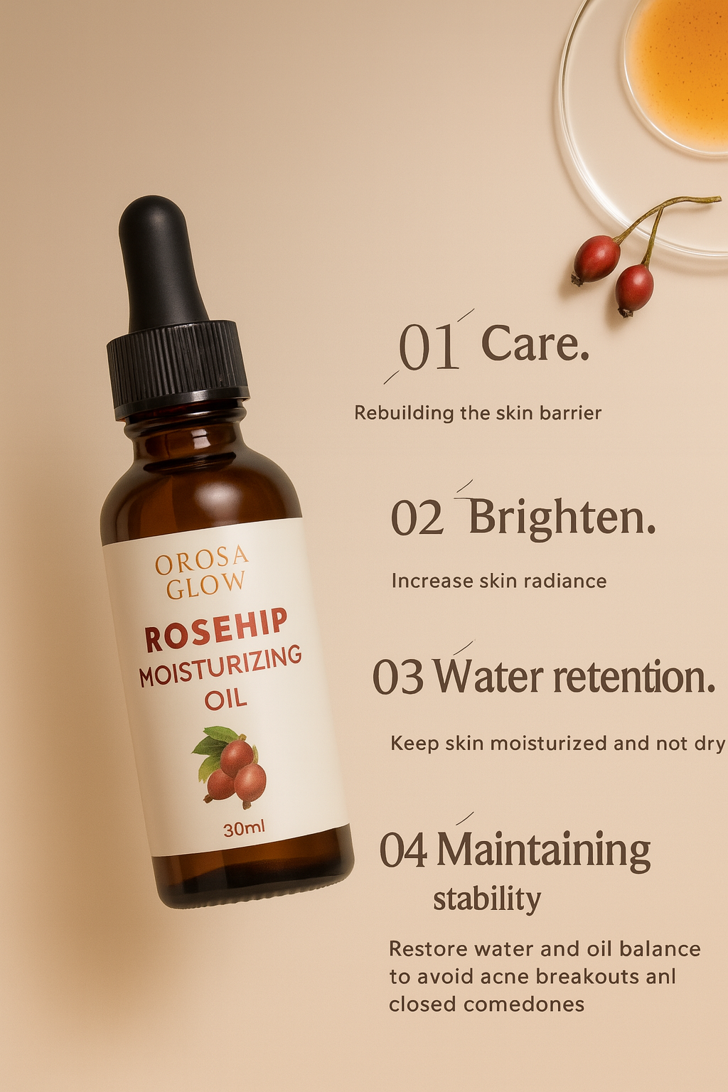 Orosa Glow Rosehip Moisturizing Oil - 30ml